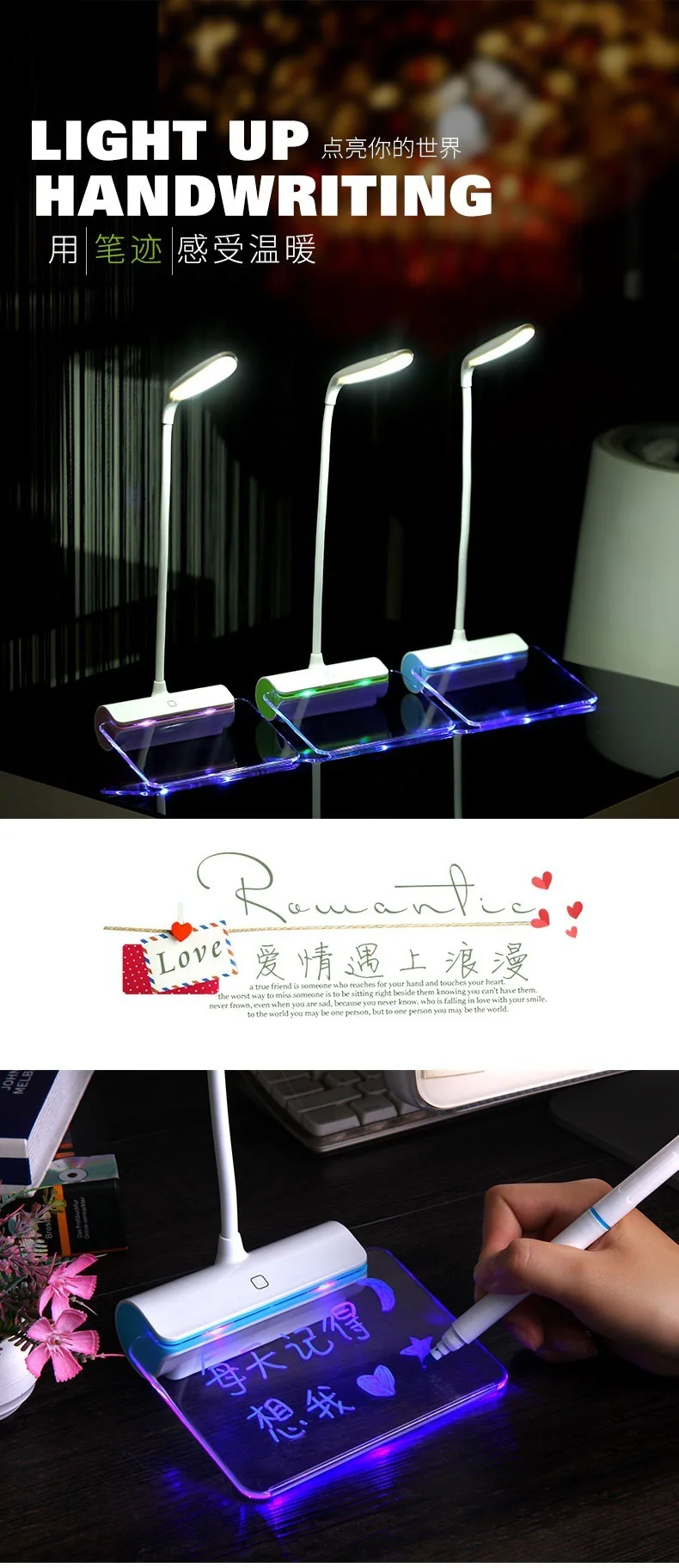 Новая настольная лампа для сообщений DIY светодиодный ночник usb зарядка лампа для чтения складная флуоресцентная тарелка атмосферная лампа прекрасный подарок
