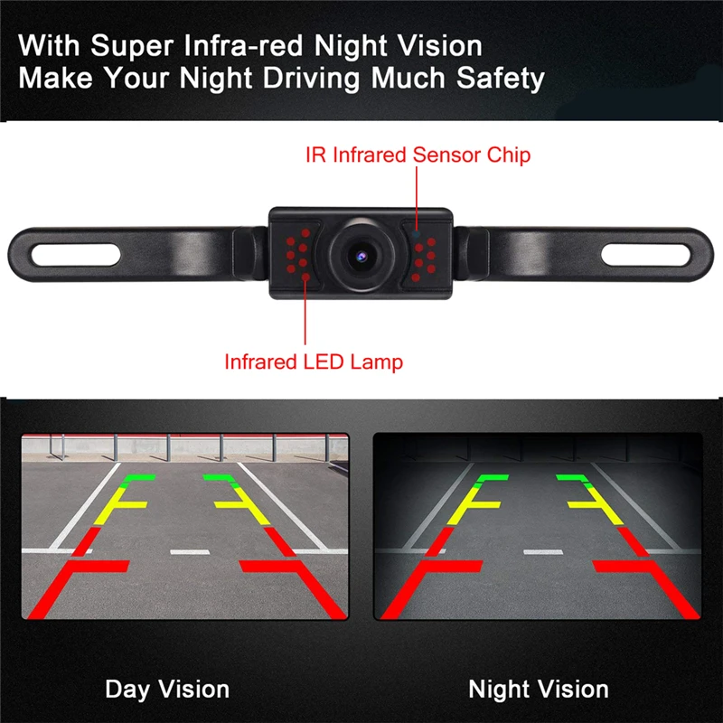 YuanTing Car Rear View Reversing Camera with Angle 14 LED Lights Night Vision IP68 Waterproof Universal Backing Guide Lines | Автомобили и