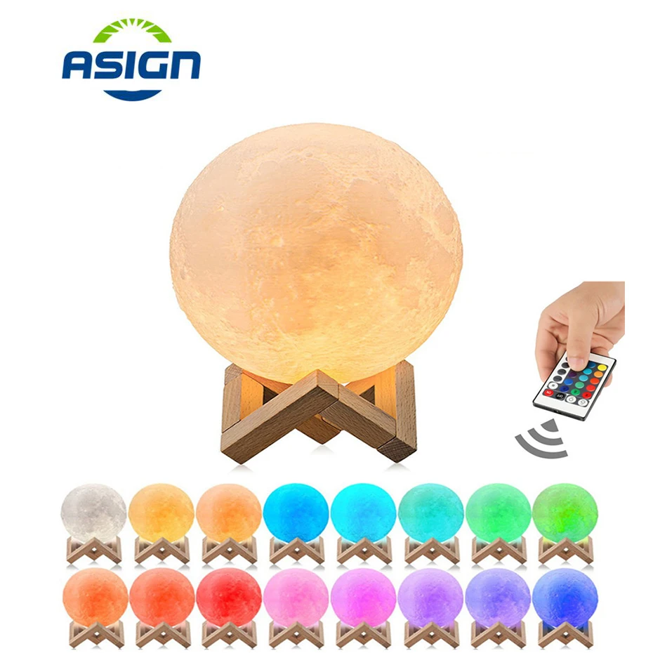 USB DC 5V 3D печать луна лампа перезаряжаемая ночник RGB Изменение цвета сенсорный