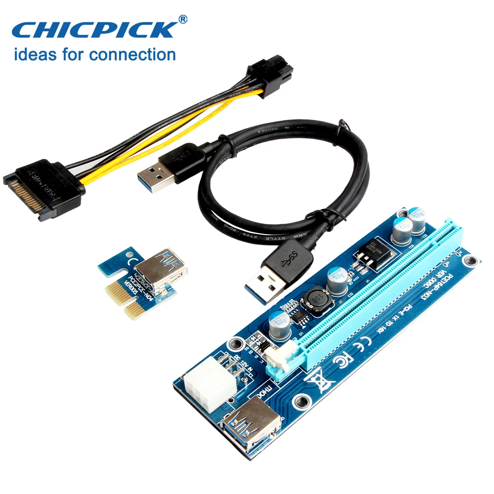 Chicpick VER006C PCIe Riser 1X к 16X USB 3.0 Express удлинитель для btc Eth GPU GTX 1080 ti графический карты