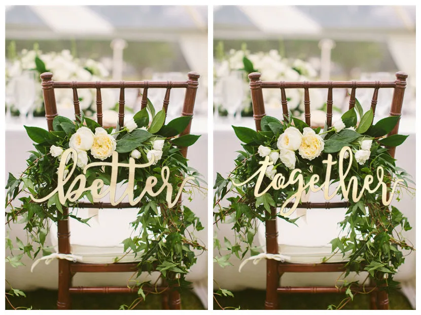 

Wedding Chair Signs "Better Together" for Bride and Groom Wedding Chairs,Wooden Hanging Signs Set 2pcs/lot