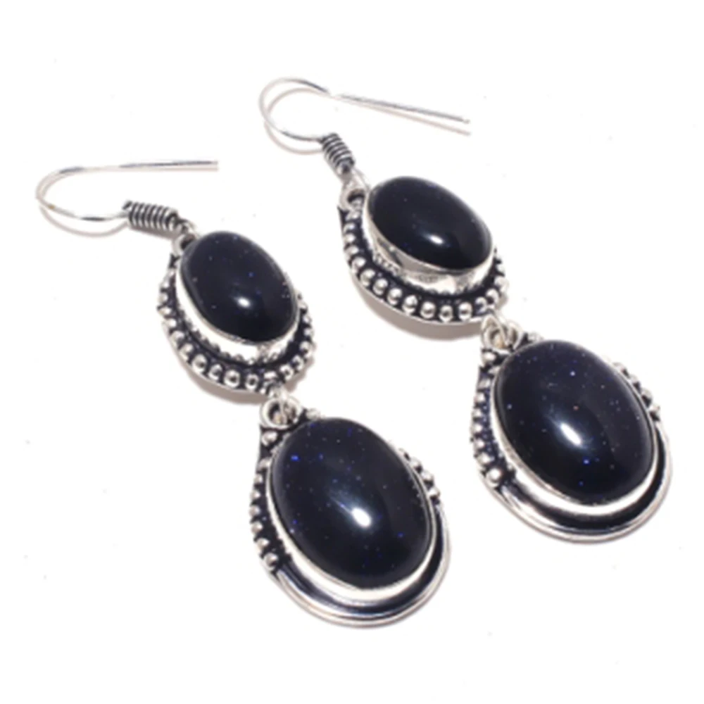 

Sun Stone , Silver Overlay on Copper Earrings ,61 mm , E3775