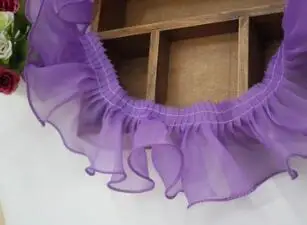 purple 3 метра 9 цветов DIY аксессуары для одежды 8 см складные шифоновые пряжа кружево сетка отделка Марля аксессуары с оборками LC0147 - Цвет: purple