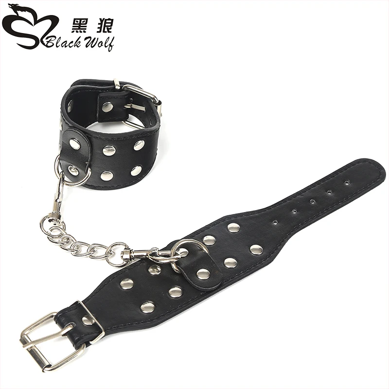 BlackWolfBdsm наручники кожаные Фетиш манжеты бандаж металлические эротические игры