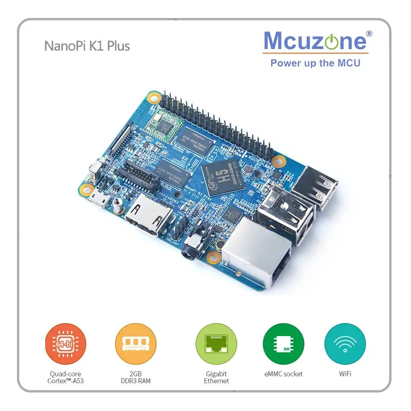 FriendlyELEC NanoPi K1 плюс Allwinner H5, 64-разрядным четырёхъядерным A53 Mali450 2 Гб DDR3 Оперативная память WI-FI HDMI RTL8211E Gigabit Ethernet