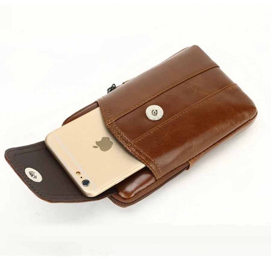 High Quality Men Cowhide Genuine Leather Cell/Mobile Phone Cover Case skin Hip Belt Hook Bum Purse Fanny Pack Waist Bag Pouch | Багаж и