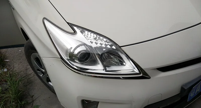 Нержавеющая сталь спереди бровей фары крышка фар планки для Toyota Prius ZVW30 facelift 2012 2013