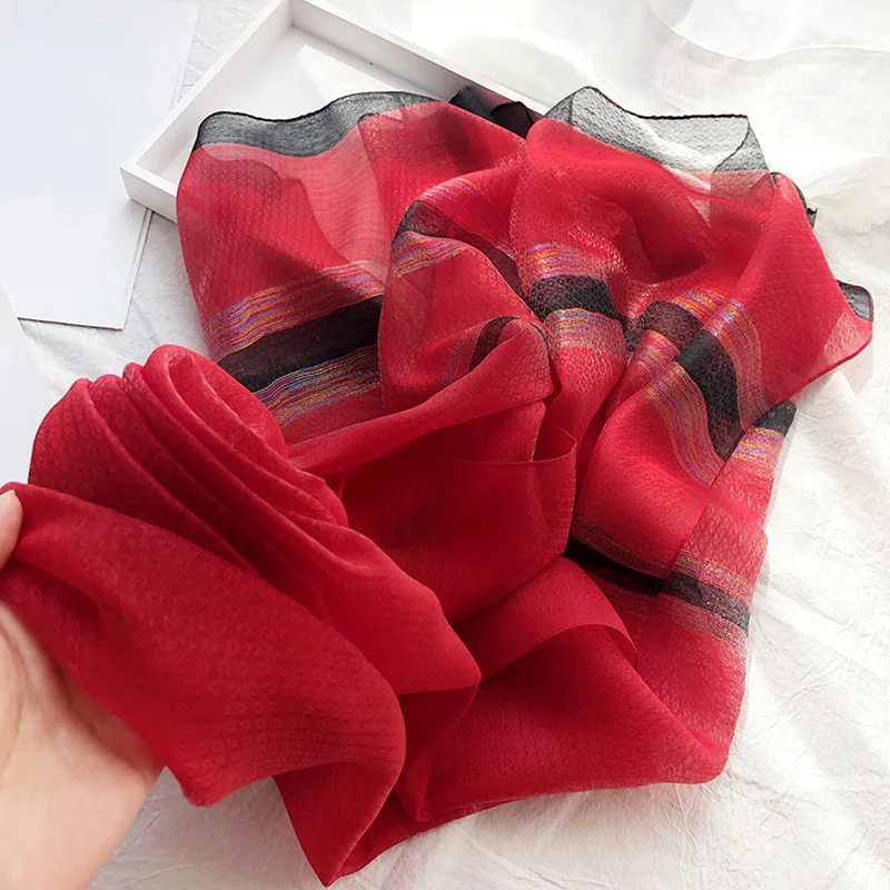 Новый весенне осенний золотистый Шелковый боковой шарф Корейская версия летний