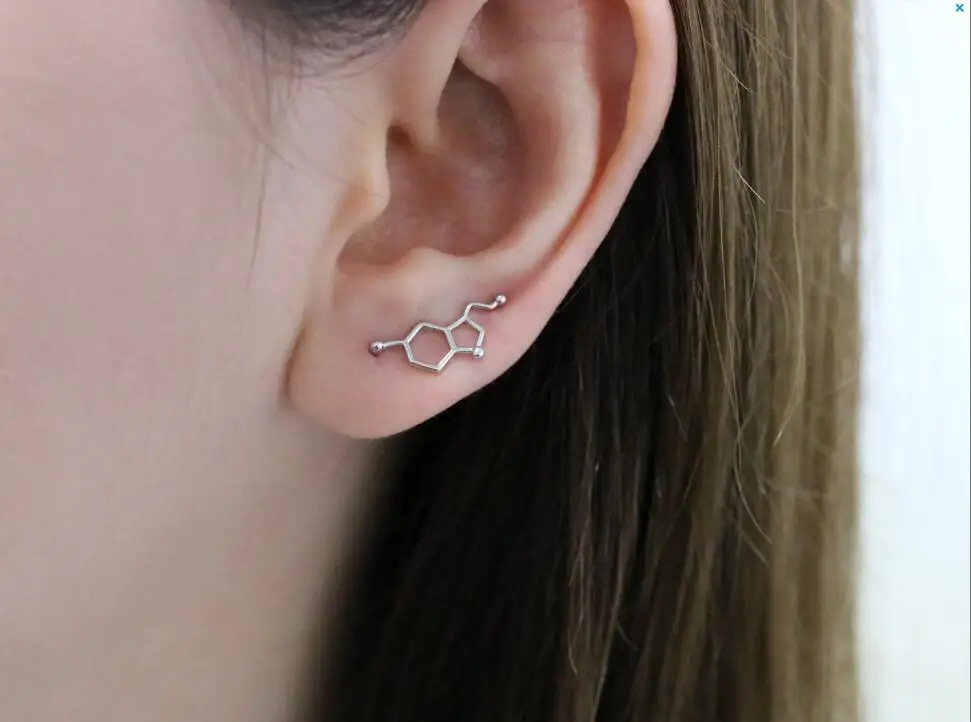 Oly2u New Fashion Serotonin Molecule Ear Climbers for Women Structure ear crawler Gift Girls ED153|ear climber|climbers earclips ears |