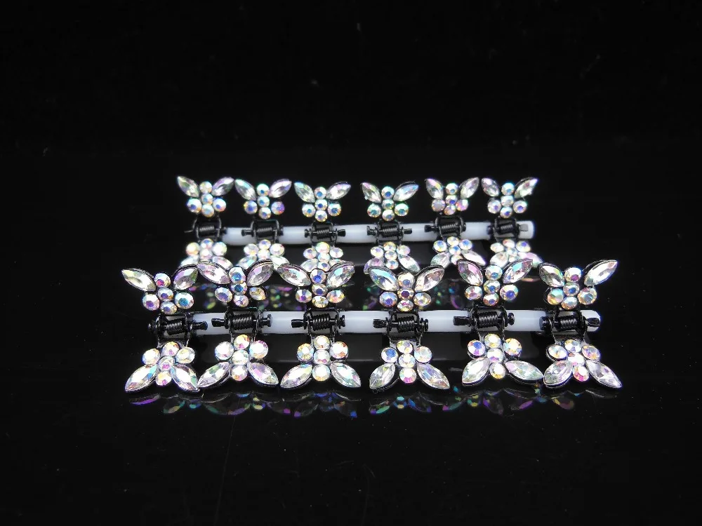 

12 Pcs White Butterfly Crystal Flower Mini Hair Claw Clamp Hair Clip Hair Pins