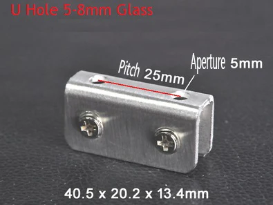 U Hole 5-8mm Glass 4 шт./лот 304 нержавеющая сталь стекло зажим хомут для полки с винтами отображения вина бак для рыбы зажим акриловый хомут - Цвет: U Hole 5-8mm Glass