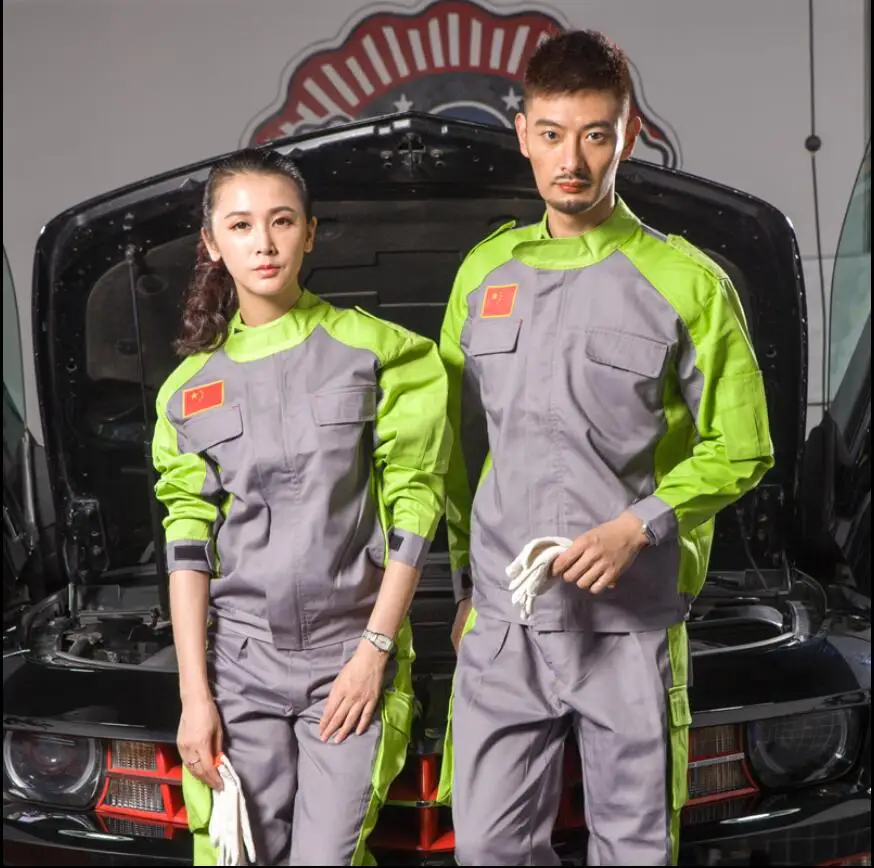 gray green S-4XL весна и осень с длинным рукавом Авто Ремонт сервис Комбинезоны для мужчин автомобиль красота ремонт автомобиля инструменты для мойки Заводская одежда - Цвет: gray green
