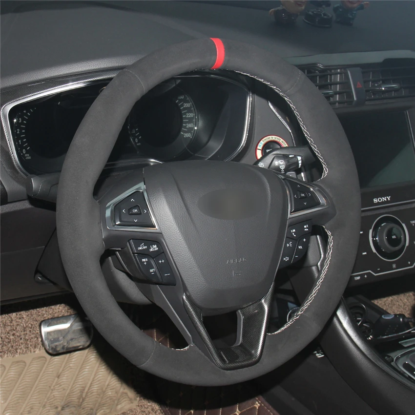 MEWANT черный замшевый чехол для руля автомобиля ручной работы Ford Mondeo 2014-2020 Edge Galaxy