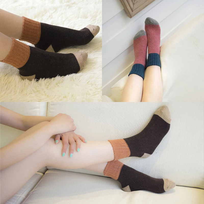 1 Пара Прекрасный Цвета Конфеты Короткие Носки Утолщение Женщины Девушки Шерсть