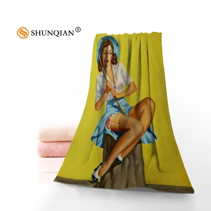 Пользовательское Гил Elvgren pin-up girls 35x75 см 70x140 полотенце s Facecloth банное из микрофибры