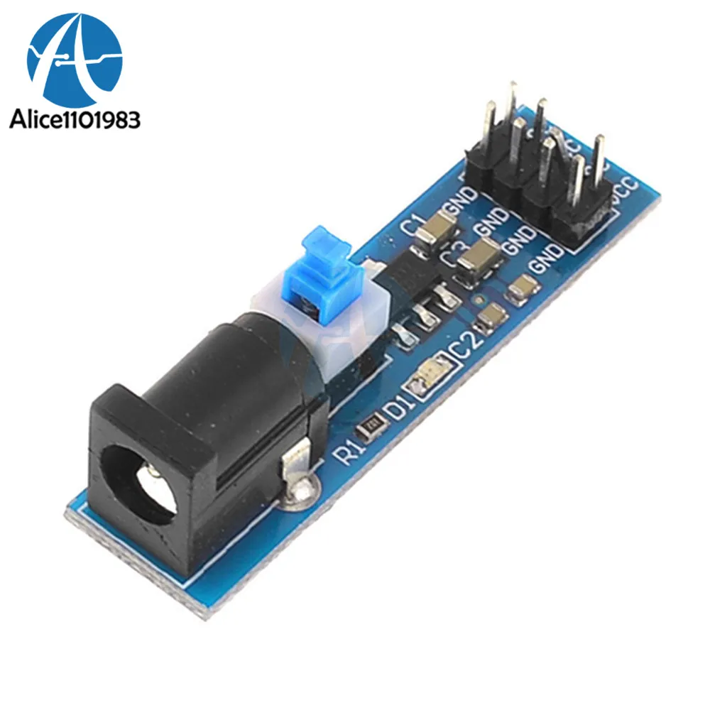 Вход 6 5-12 В AMS1117-5v модуль питания DC Jack индикатор самоблокирующийся переключатель