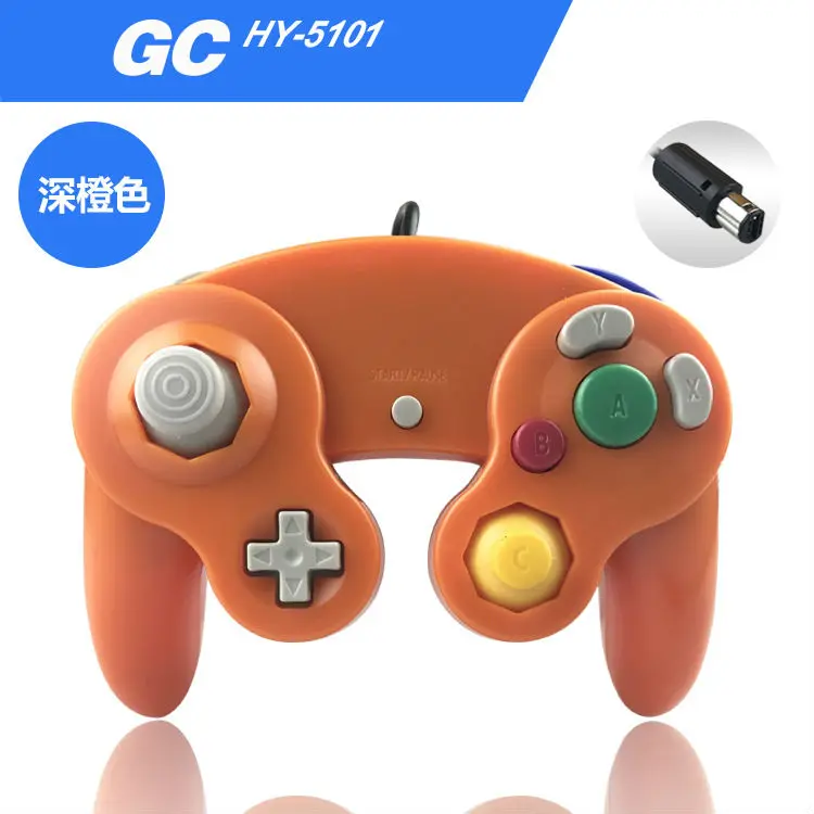 orange-GC port Полный геймпады для Gamecube контроллер проводной ручной джойстик для NAND для GC контроллер для MAC компьютера ПК - Цвет: orange-GC port
