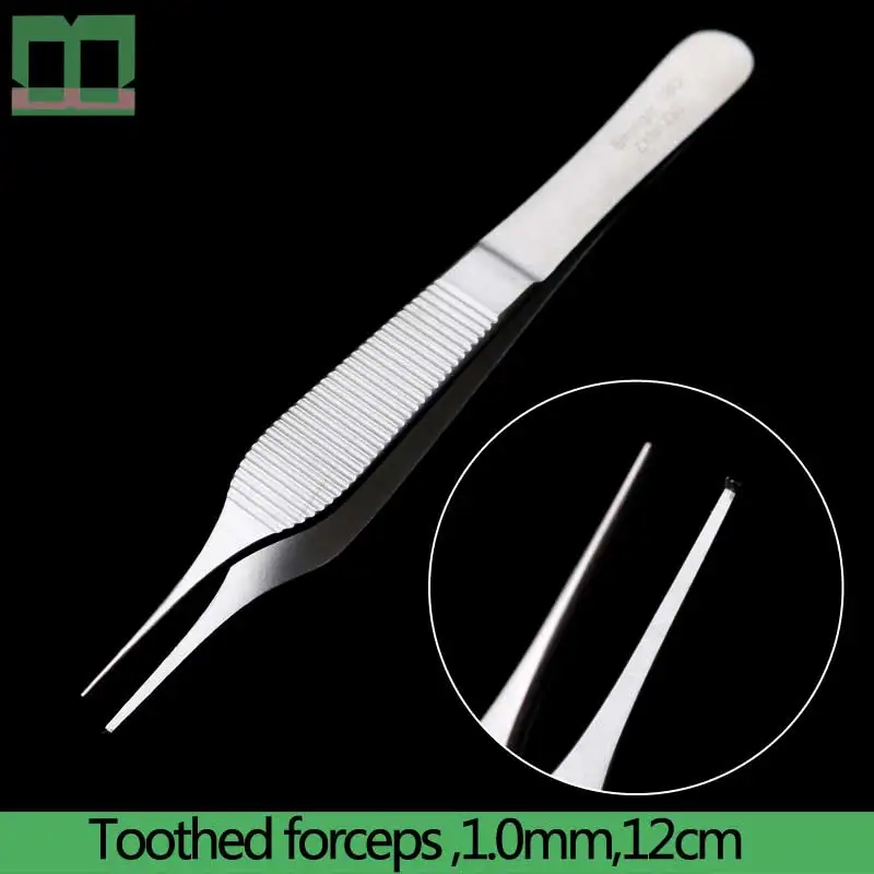 Пластиковые нержавеющая сталь tweezers хирургические щипцы хряща Пинцет хирургические инструменты и инструменты Зубчатые Щипцы 0,6 мм - Цвет: Черно-красный