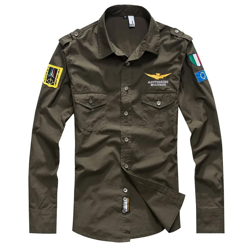 12001 Army Green YIHUAHOO Военная футболка мужская с длинным рукавом модная повседневная брендовая хлопковая Футболка пилот полёт ВВС армейская футболка Топы MP-12001 - Цвет: 12001 Army Green