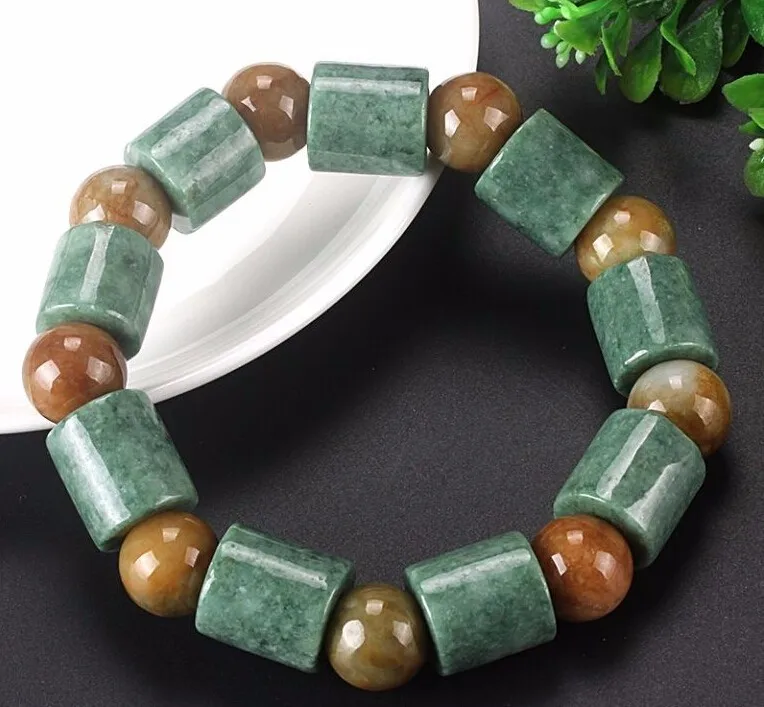

17mm Chinese 100% A Grade Natural /Jadeite Long Pillar Beads String Bracelet