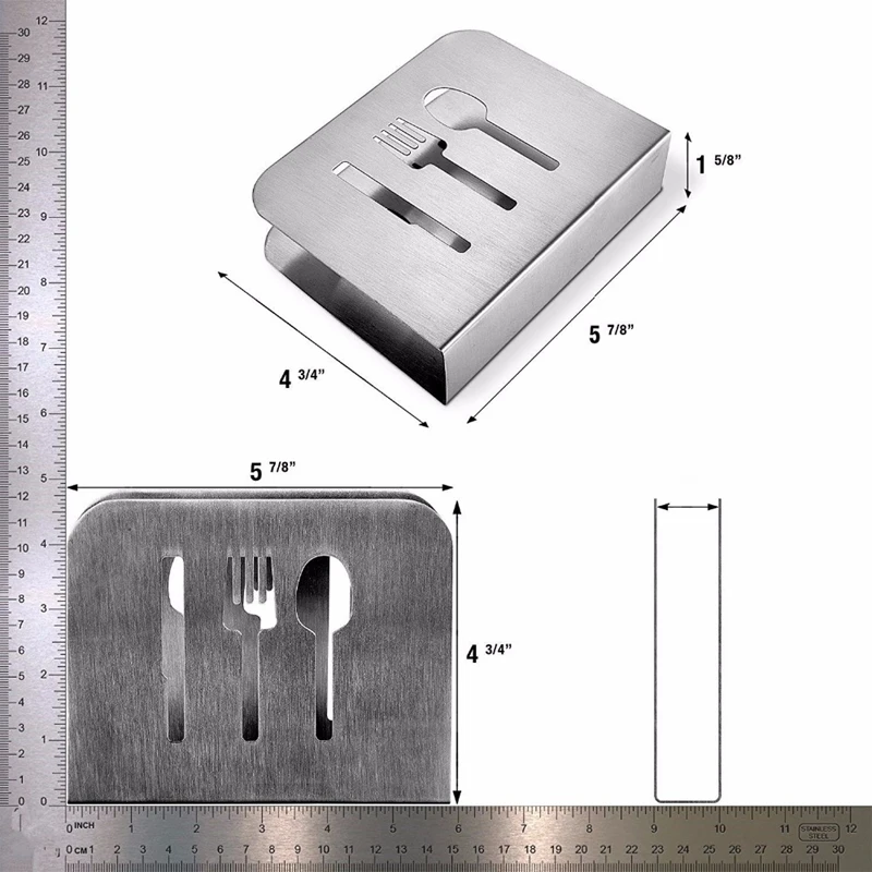 

GTBL Stainless Steel Modern Upright Table Napkin Holder Cloth Serviette Dispenser Tabletop Counter Organizer Tissue Box