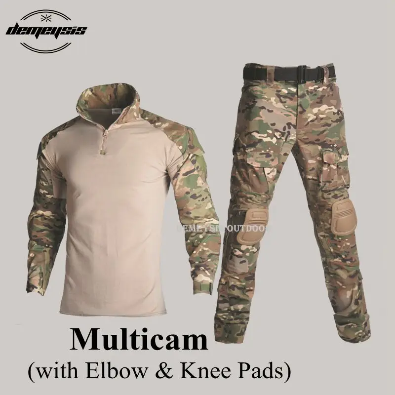 multicam Спортивные костюмы для боевых тренировок, Тактическая Военная форма для охоты, стрельбы, пейнтбола, костюм CS Wargame, рубашка+ штаны - Цвет: multicam