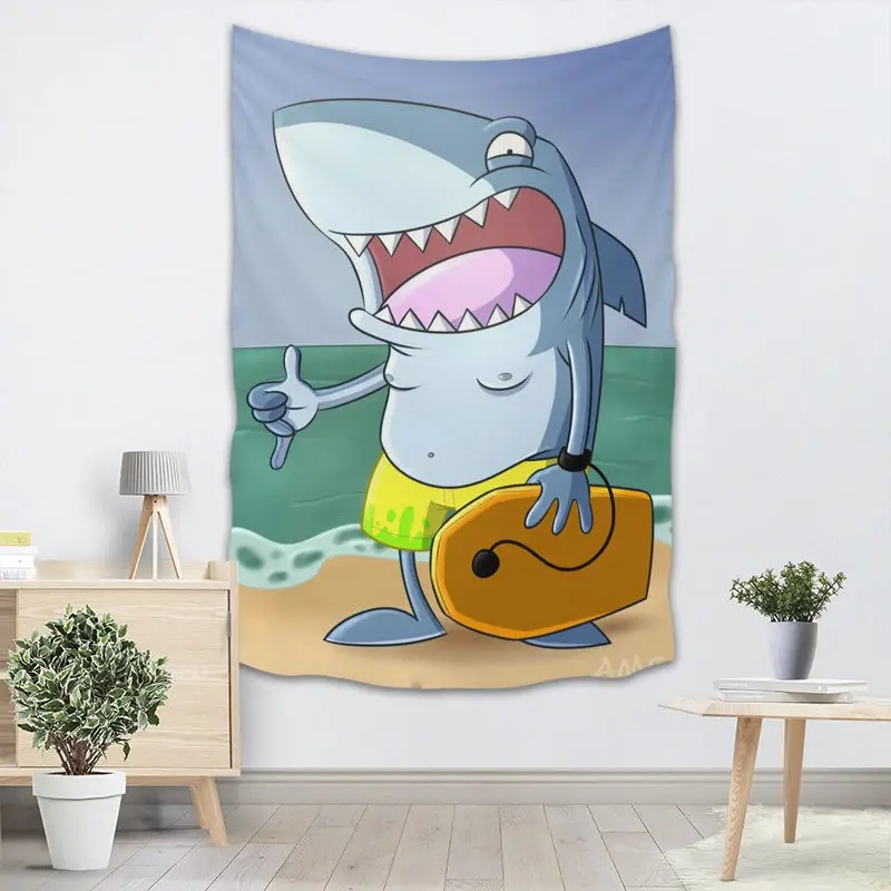 Shark Арт гобелен настенный Декор для домашней вечеринки на день рождения