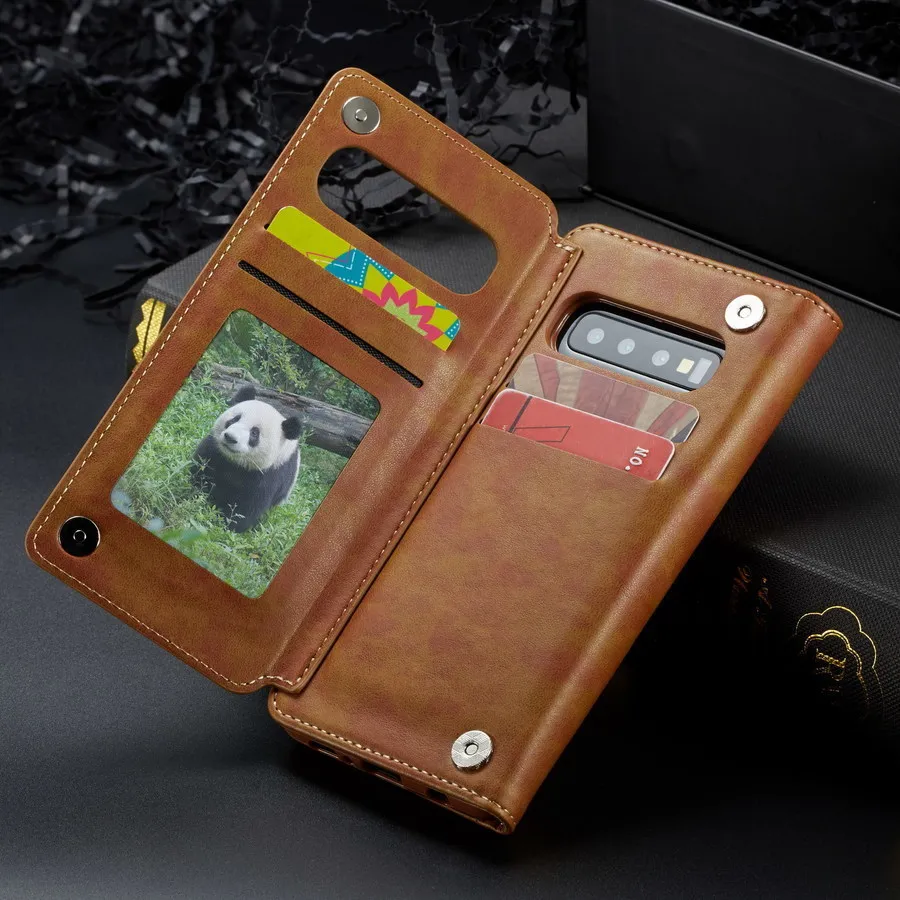 Чехол для Samsung Galaxy S9/S10 Plus/S10e Роскошный кожаный бумажник с держателем карт полная