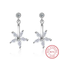 crystal star flower 925 sterling silver stud earrings for women hot fashion sterling silver jewelry brincos bijoux