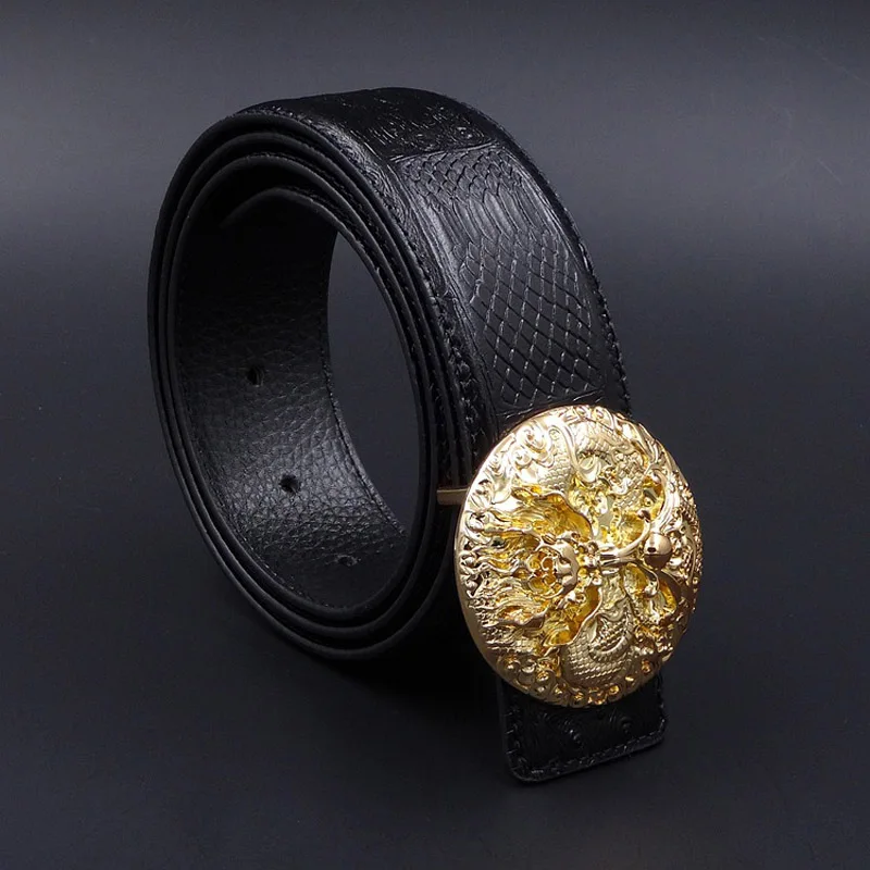 Мужской ремень из натуральной кожи с пряжкой в виде дракона|genuine leather belt|dragon