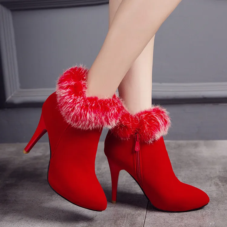 Martin boots of new fund 2017 autumn winters is fine with side zipper joker female rabbit hair short | Обувь