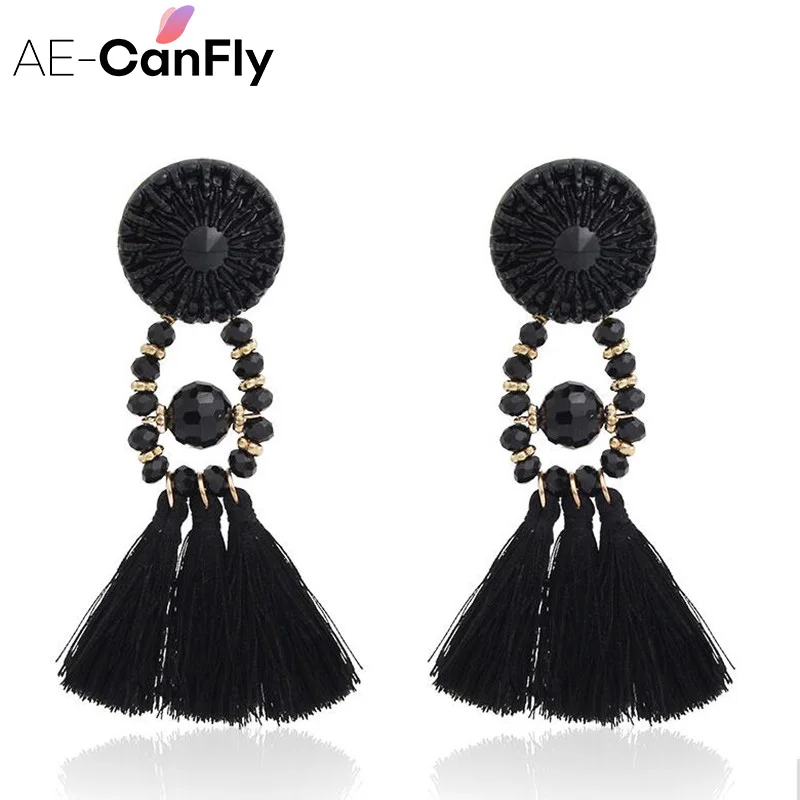 AE-canfly 2017 Brincos Для женщин бренд Boho падения мотаться бахрома серьги Винтаж