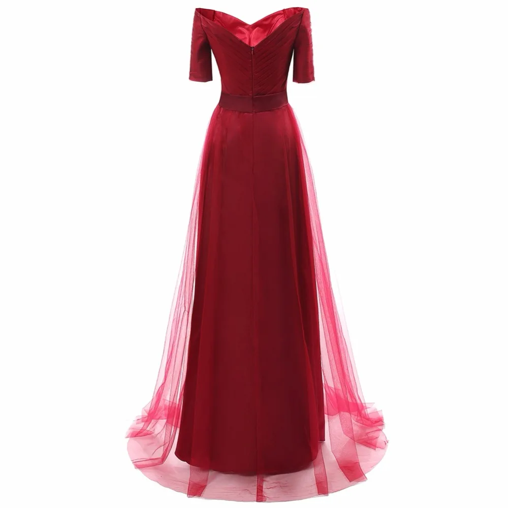 NOBLE WEISS Robe De Soiree темно-красные вечерние платья трапециевидной формы с плиссировкой на заказ, на шнуровке, на спине, платье для выпускного вечера с половинными рукавами