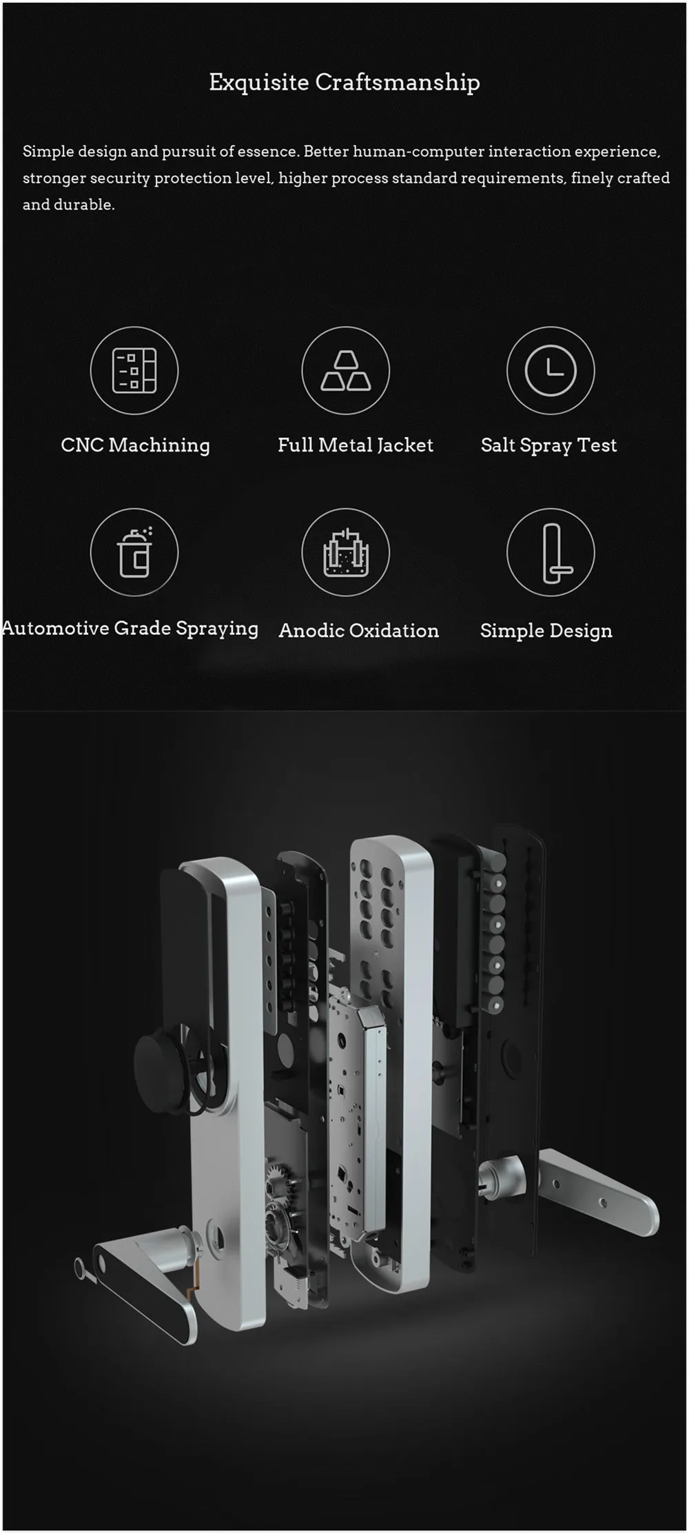 Умный поворотный дверной замок Xiaomi Zelkova с паролем, без ключа, интеллектуальный замок безопасности