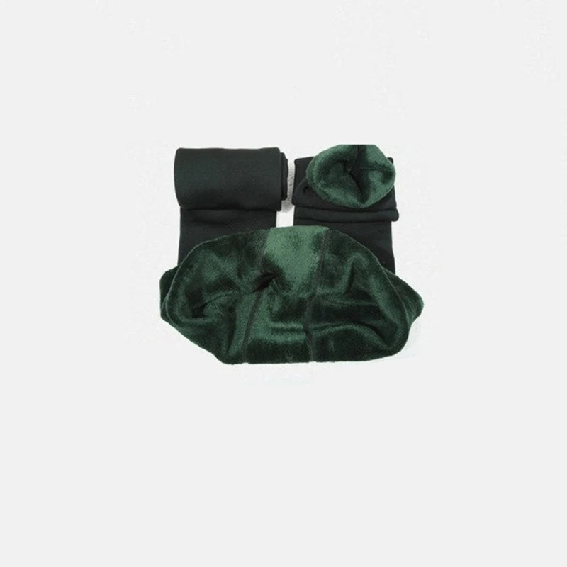 Green SALSPOR теплые женские бархатные зимние леггинсы однотонные сохраняющие тепло штаны для йоги с высокой талией плотные тонкие эластичные Леггинсы для йоги размера плюс - Цвет: Green