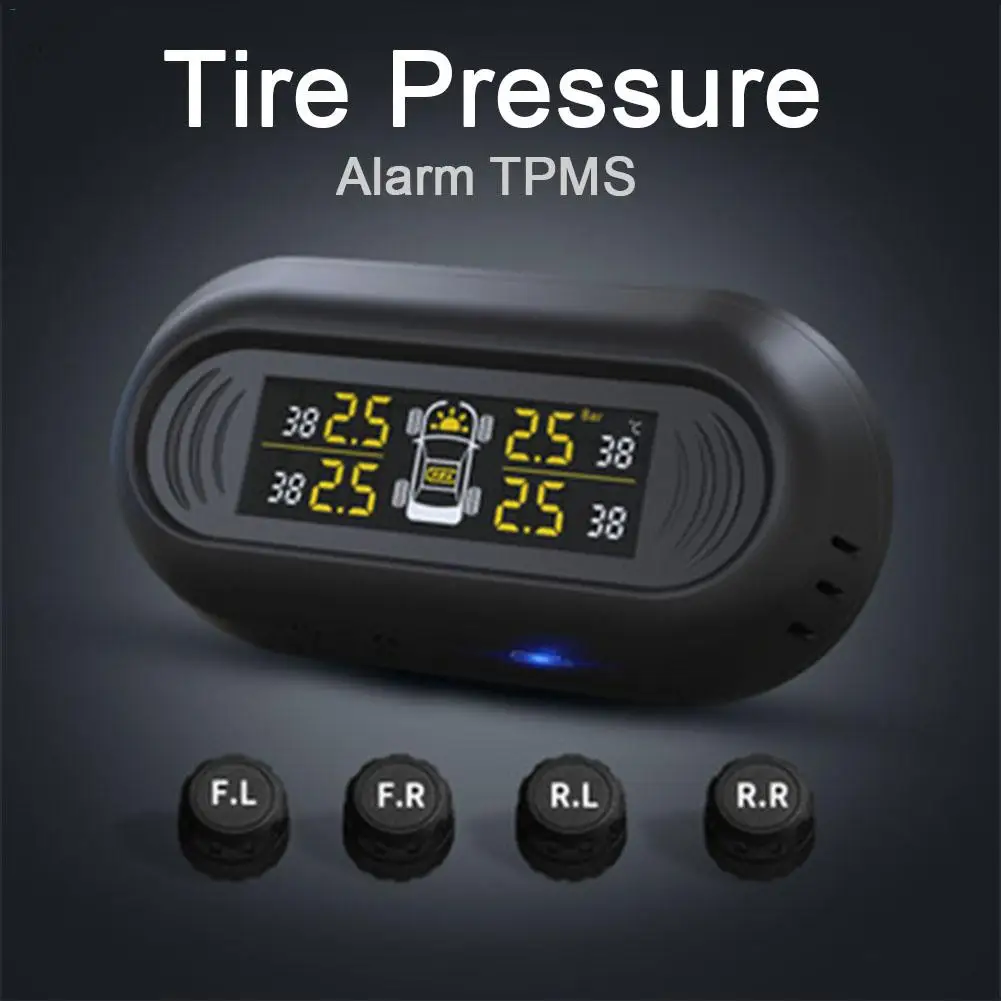 Wireless tpms car tire pressure alarm monitor system display 4 external Solar Charging HD Digital LCD Display Auto Alarm System |