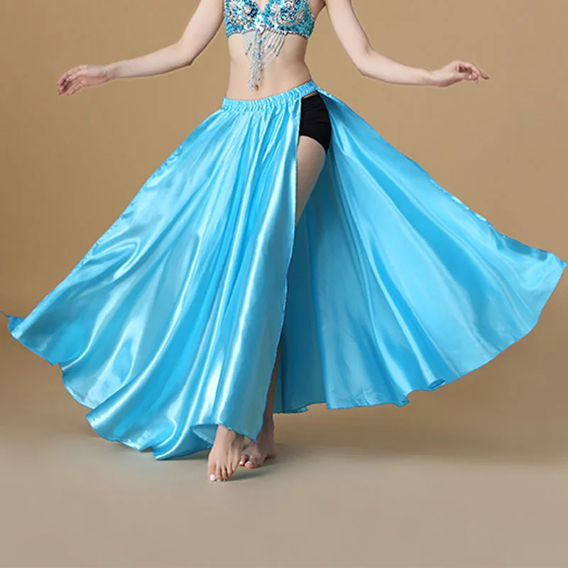 Sky Blue Костюм для танца живота, юбка святой, 2 стороны, разрезная юбка, сексуальная Женская юбка для танца живота в восточном стиле, Женская танцевальная одежда - Цвет: Sky Blue