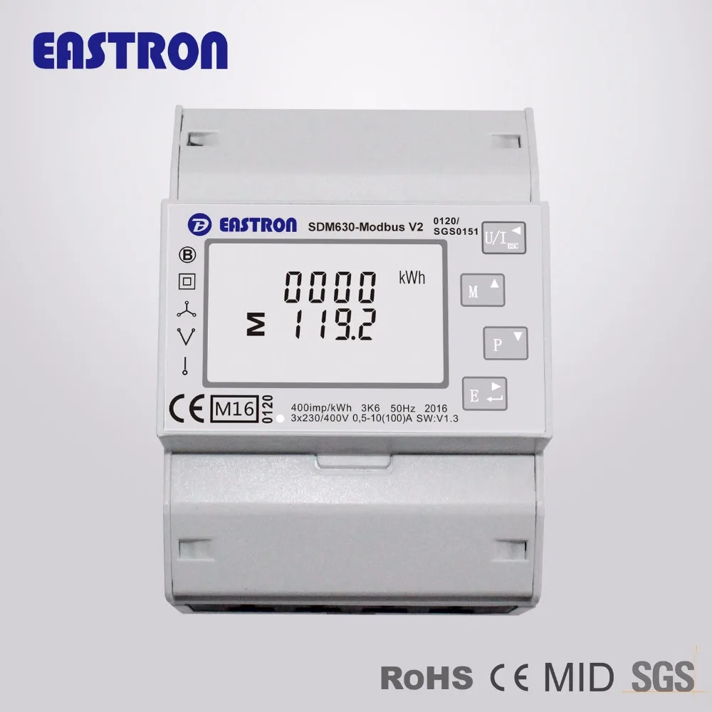 SDM630 Modbus V2, многофункциональный анализатор мощности, 1p2w 3p3w 3p4w, modbus/импульсный выход RS485 PV солнечная система доступна, NON-MID