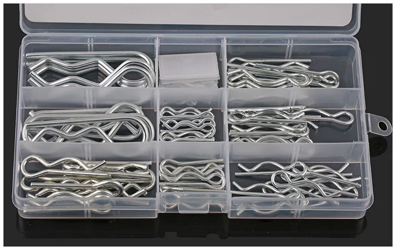 

80pcs/set White zinc Open pins B type wave shaped card pin R M1.2-M3.5 pin with Storage Box 65 Mn plug Card holder hairpin