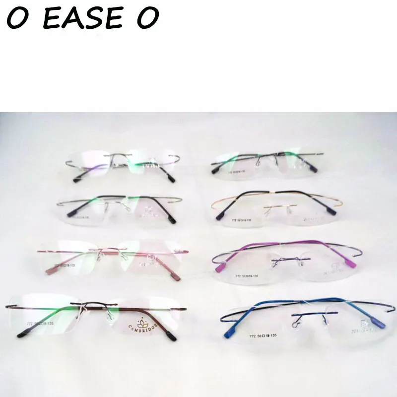 Новое поступление 8 видов цветов модные очки без оправы кадров памяти сплав по