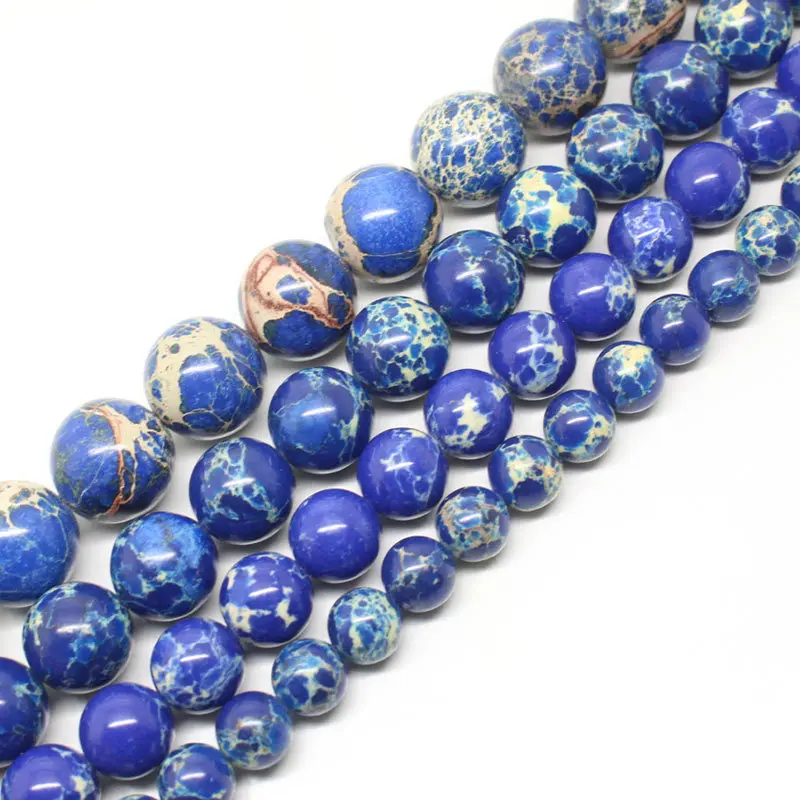 

Mini. order is $7! 8-14mm Blue Emperor DIY Necklace Round Loose Beads 15"