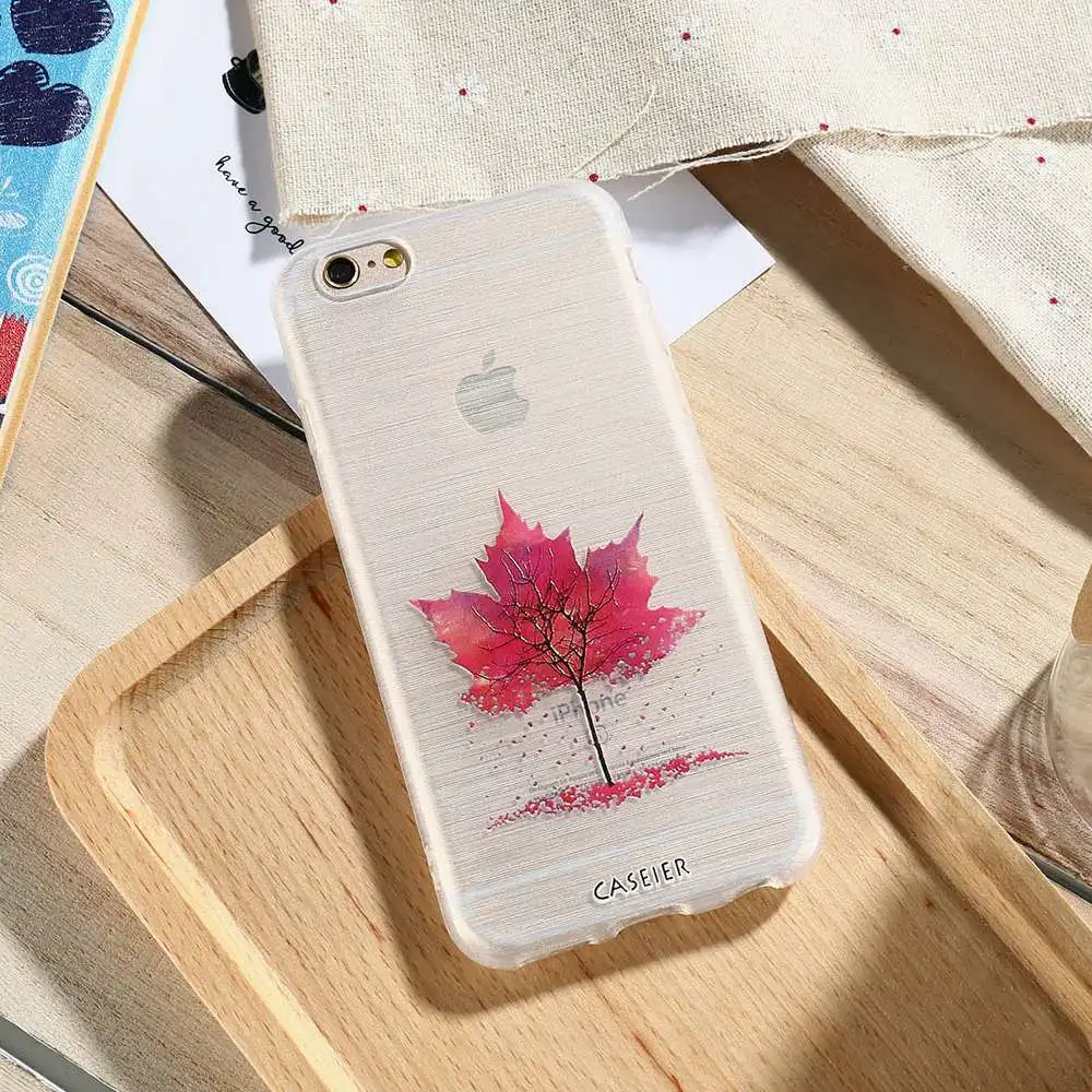 CASEIER Autumn Leaves Pattern Case For iPhone X 7 8 6 6S Plus Ultra-thin Soft TPU Phone 5S 5 SE Back Cover | Мобильные телефоны и