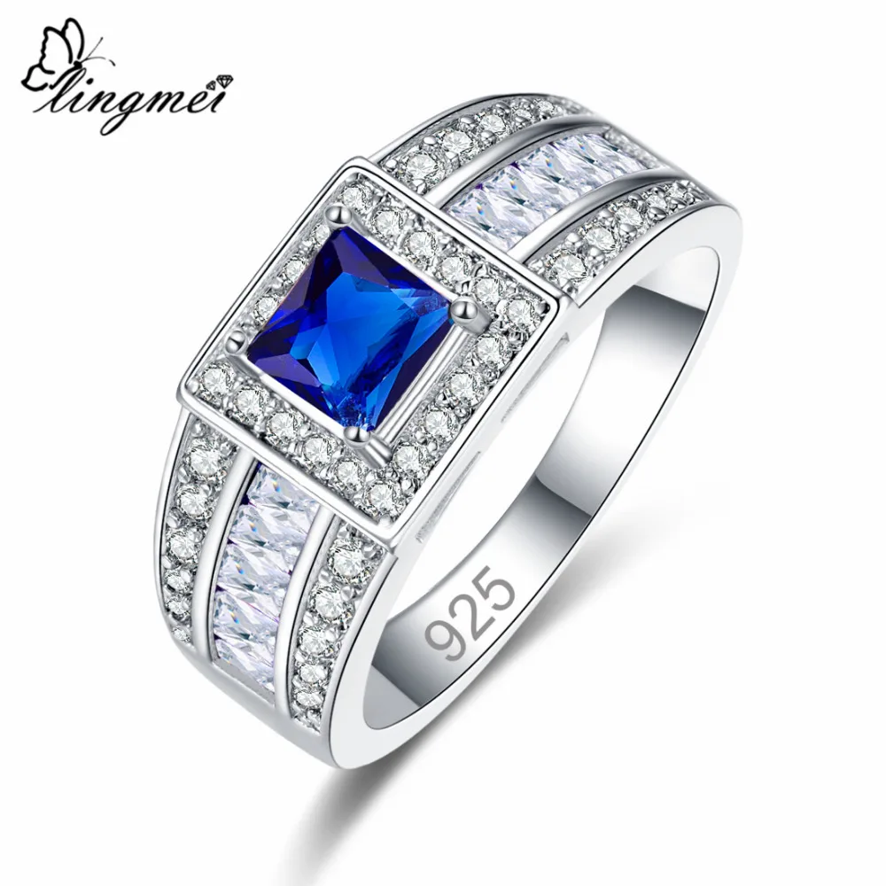 Lingmei оптовая продажа обручальное кольцо SterlingJewelry подарки с разноцветным синим