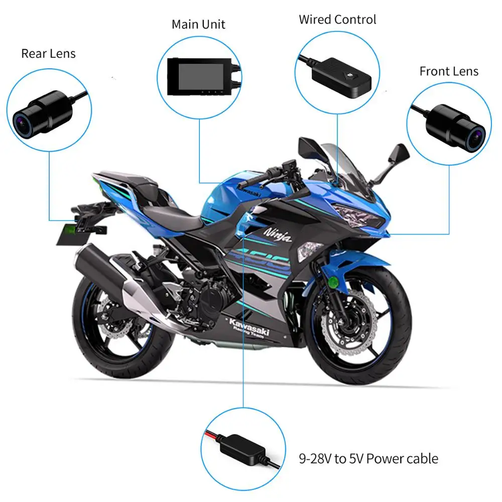 Видеорегистратор Motowolf M1 с двумя объективами 1080P водонепроницаемая камера для