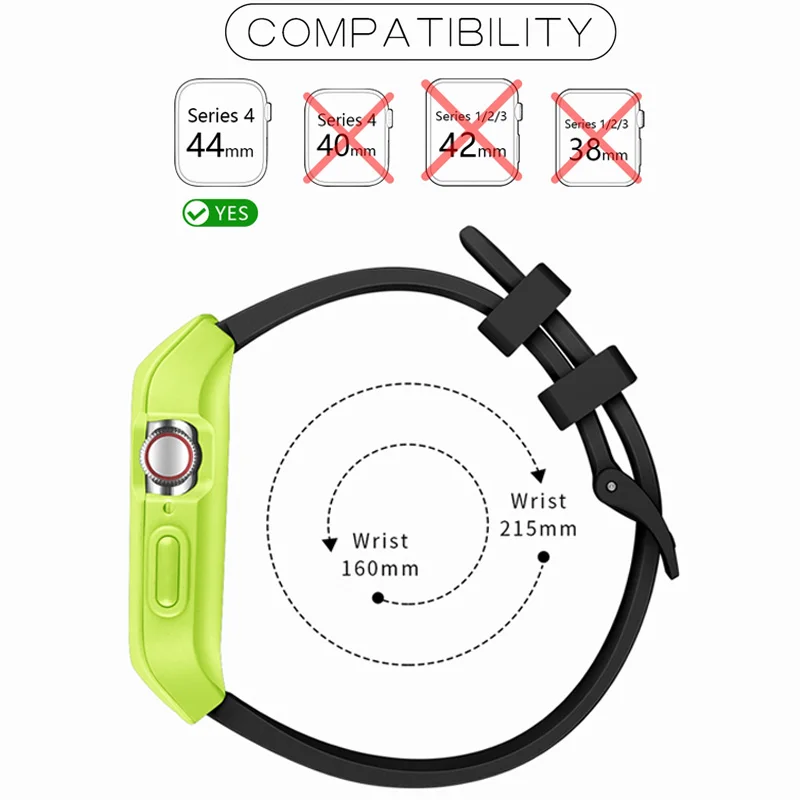 Спортивный силиконовый ремешок с защитным чехлом для Apple Watch серии 4 44 мм