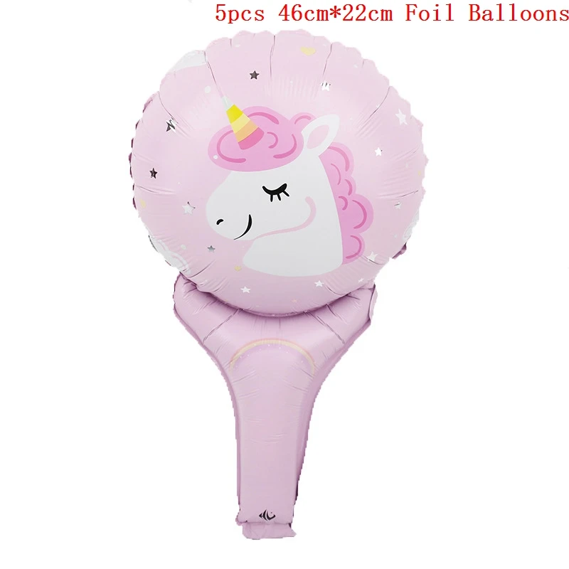 5pcs foil balloons 4 Гигантский единорог воздушные шары гелиевый шар детский день рождения украшение Волшебный Единорог шагающий шар - Цвет: 5pcs foil balloons 4