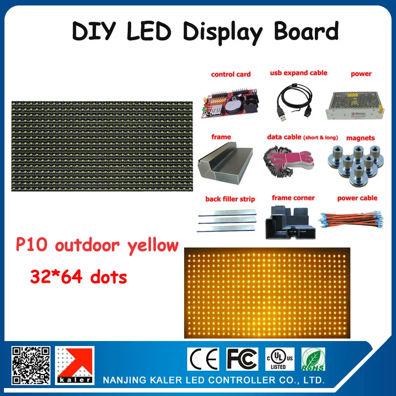 

Free shipping Waterproof P10 outdoor LED advertising display screen module with control card data cable magnets etc. diy kits