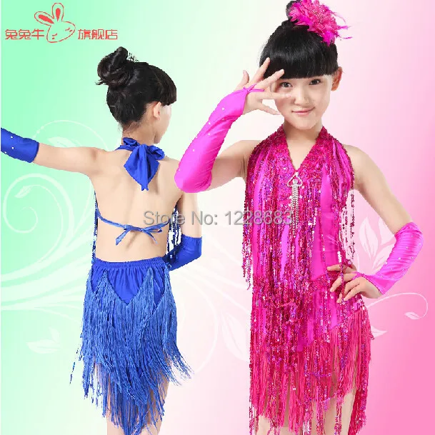 Новинка детская одежда с бахромой для девочек костюмы латиноамериканских танцев