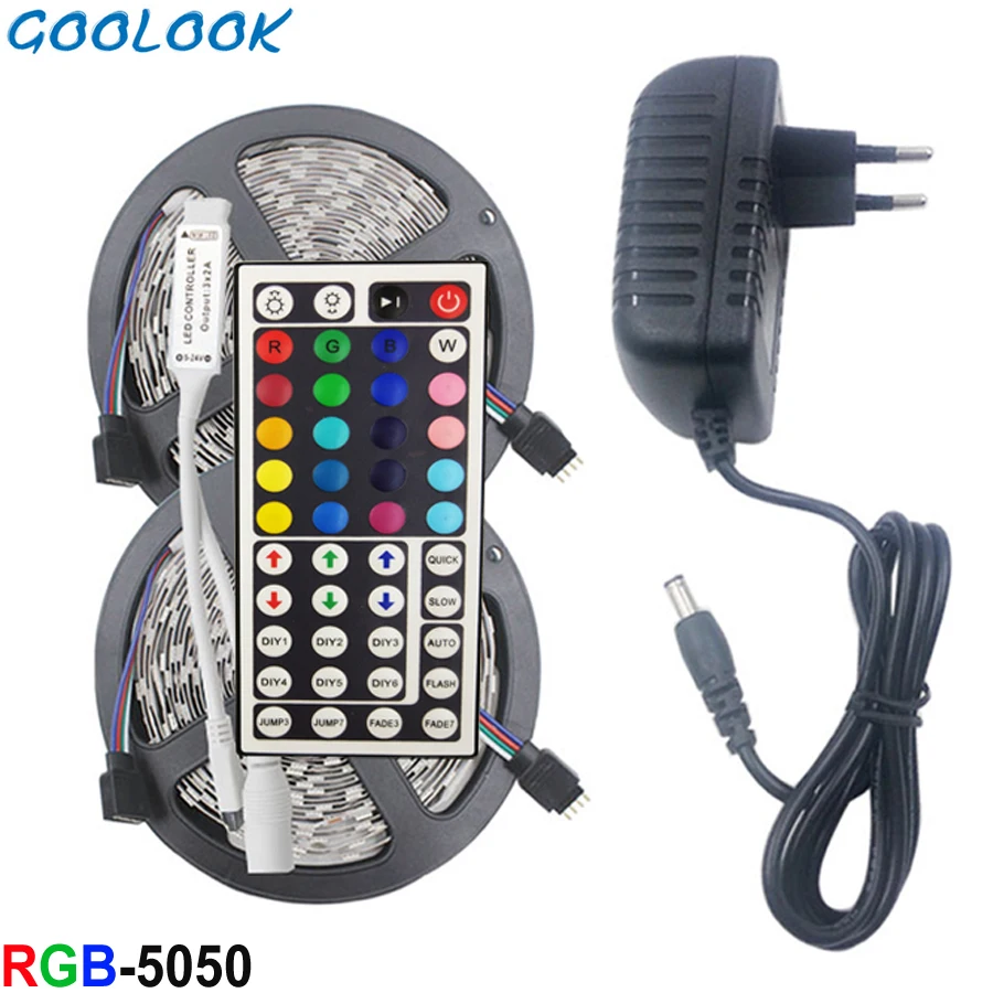 Светодиодная лента светильник RGB SMD 5050 2835 5 м водонепроницаемая гибкая