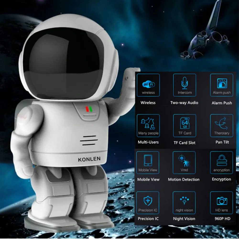 Ip камера робот WI FI космонавт астронавт CMOS Беспроводной CCTV безопасности видео P2P PTZ